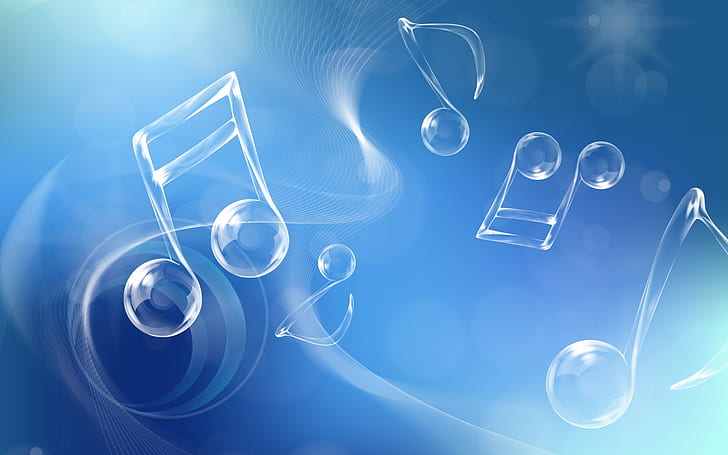 Musical note, blue style, HD wallpaper