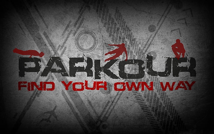 Parkour logo, inscriptions, drawings, gray, single Word, business, HD wallpaper