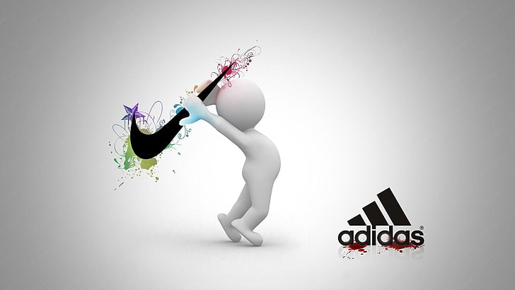 Hd Wallpaper Nike And Adidas Logo Illustration Studio Shot One Person Indoors Wallpaper Flare
