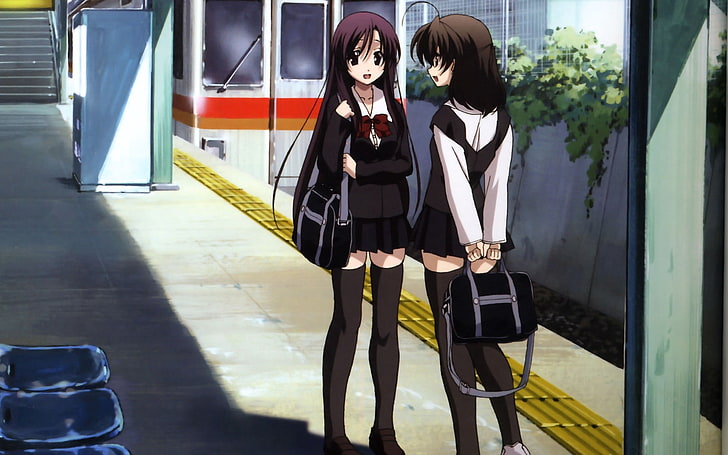 HD wallpaper: two girl anime character illustrations, girls, brunettes,  talk | Wallpaper Flare