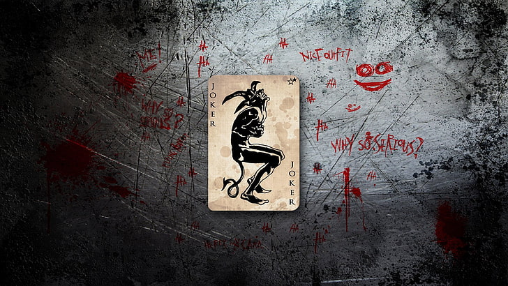 Joker playing card, Comics, dirty, grunge, backgrounds, symbol, HD wallpaper