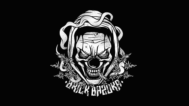 Brick Bazoka logo, Minimalism, Music, Black, White, Hip-Hop, Brick Bazuka