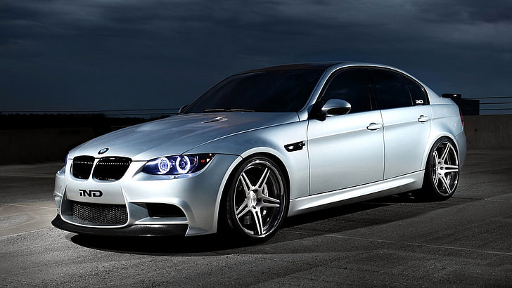 silver BMW E92 coupe, Machine, Tuning, Desktop, Sedan, Car, Ghost, HD wallpaper
