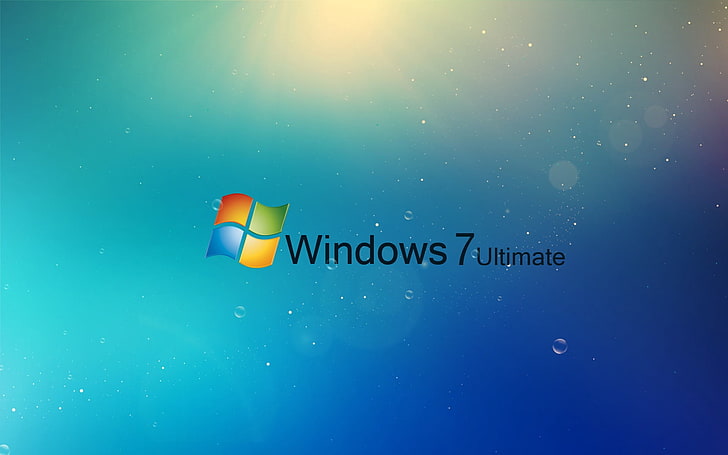 Windows 7 Ultimate icon, blue, drops, night, backgrounds, illustration, HD wallpaper