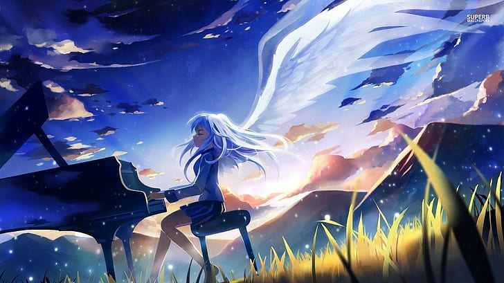 HD wallpaper: Angel Beats!, anime girls, piano, Tachibana Kanade, manga,  wings | Wallpaper Flare