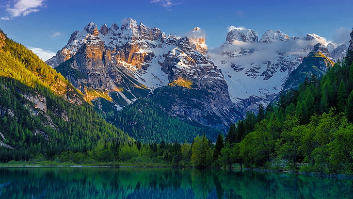 view of alps mountainer, snow, lake, Spring Mountains, scenics - nature