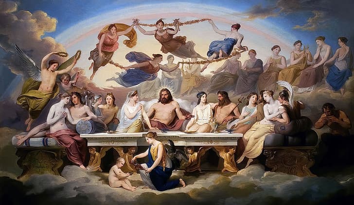 Banquet of the Gods, Carlo Bellosio, Greek mythology, ancient greek, HD wallpaper