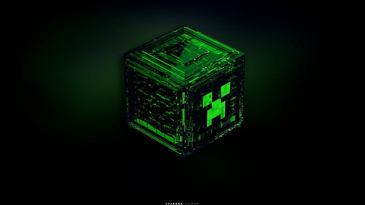 Creeper Render Acid Green Minecraft Wallpaper by patrika