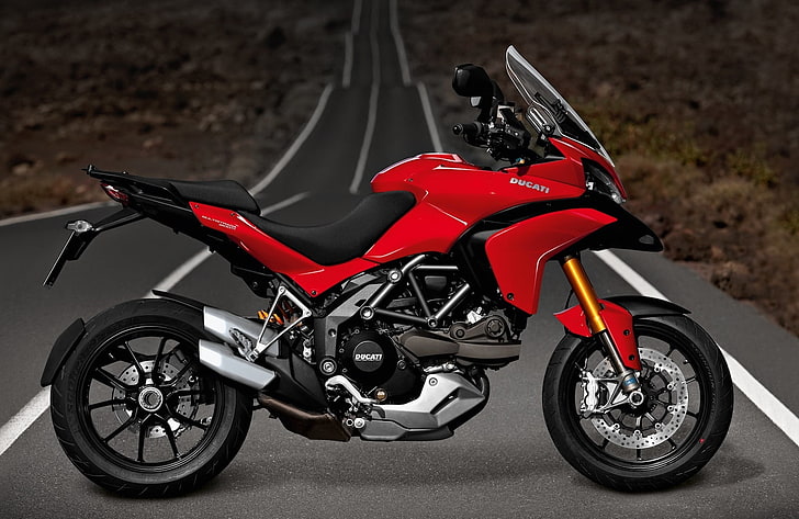 Ducati Multistrada 1200 S Red, red and black Ducati touring motorcycle, HD wallpaper