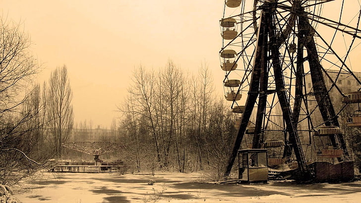 frost, ghost town, europe, ukraine, landscape, pripyat amusement park, HD wallpaper