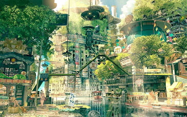 nature, cityscape, fictional, Imperial Boy, drawing, Japan