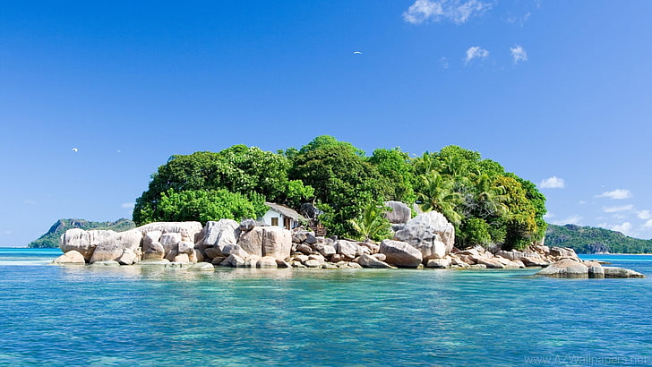 coco island, sea, islet, sky, seychelles, exotic, indian ocean