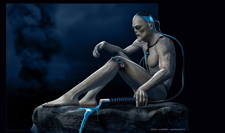 horror, cyborg, 2006 (Year), science fiction, one person, sitting, HD wallpaper