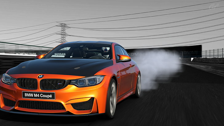 orange BMW car, BMW M4 Coupe, mode of transportation, motor vehicle, HD wallpaper