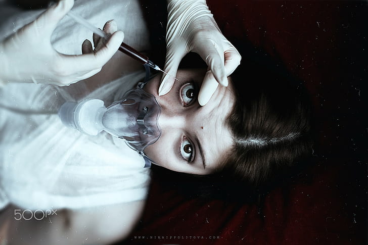 Shirø Igarashi, horror, needles, eyes, women, 500px, HD wallpaper