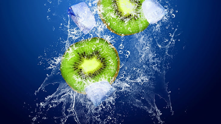 food, fruit, water, splashes, kiwi (fruit), kiwi - fruit, food and drink, HD wallpaper