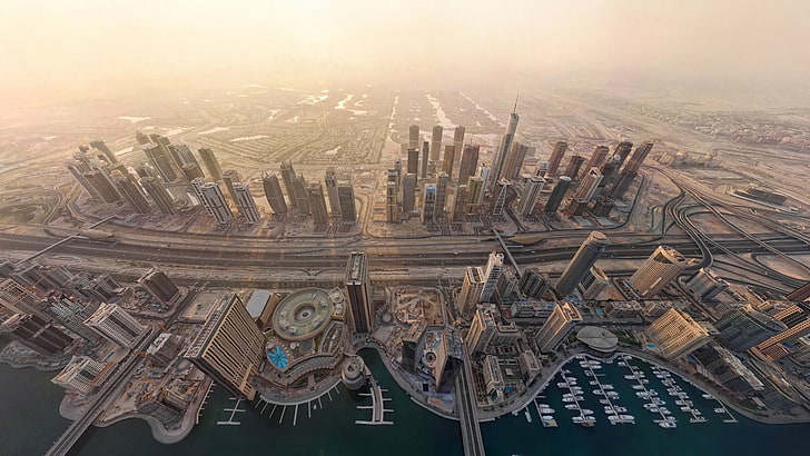city, urban, aerial view, cityscape, Dubai, architecture, built structure
