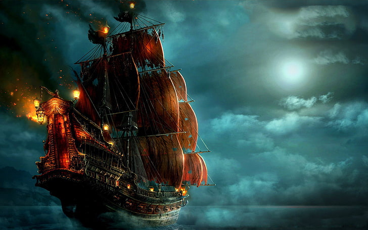 brown pirate ship digital wallpaper, Pirates Of The Caribbean, HD wallpaper