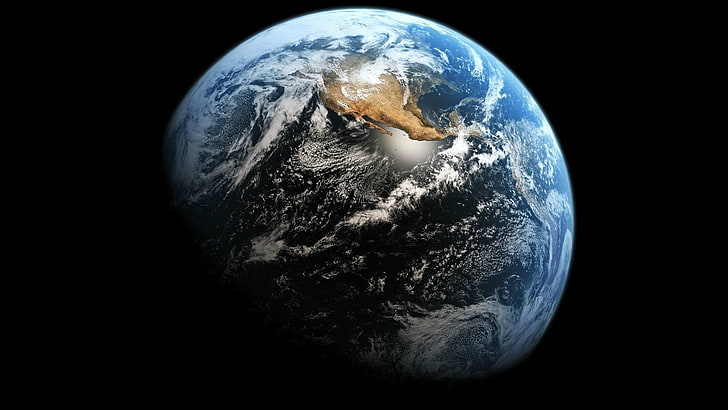 Planet Earth, black, space, space art, planet - space, globe - man made object, HD wallpaper