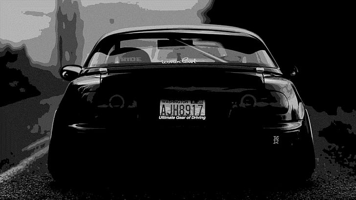 car, monochrome, black, HD wallpaper