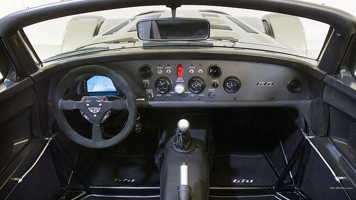 black front vehicle interior view, black vehicle interior, Donkervoort D8 GTO, HD wallpaper