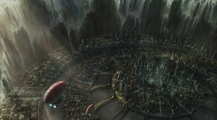 Sci-fi City, city illustration, Artistic, Fantasy, Beautiful, HD wallpaper