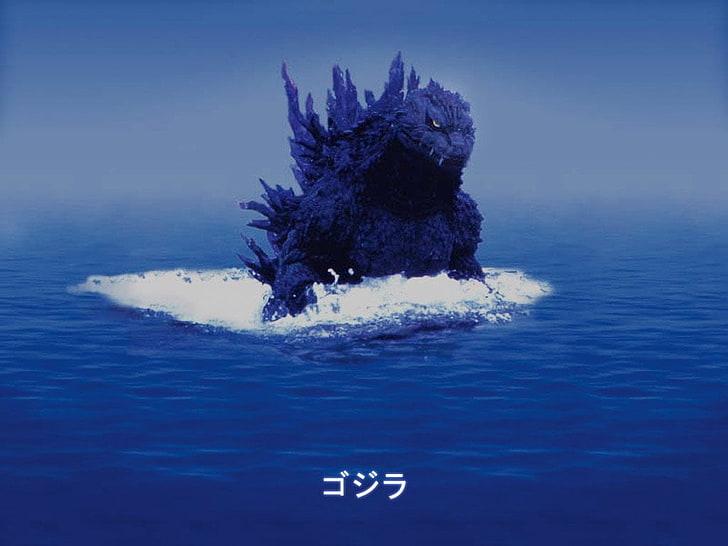Godzilla illustration, Godzilla (1954), water, sea, blue, waterfront, HD wallpaper