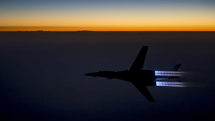 Rockwell B-1 Lancer, Bomber, military aircraft, sunset, air vehicle