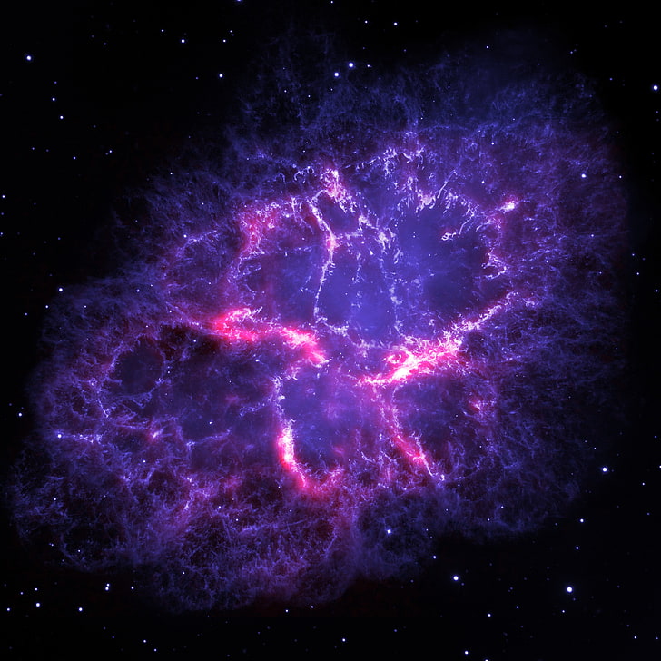 purple supernova, Deep Space, Crab Nebula, space art, stars, planet
