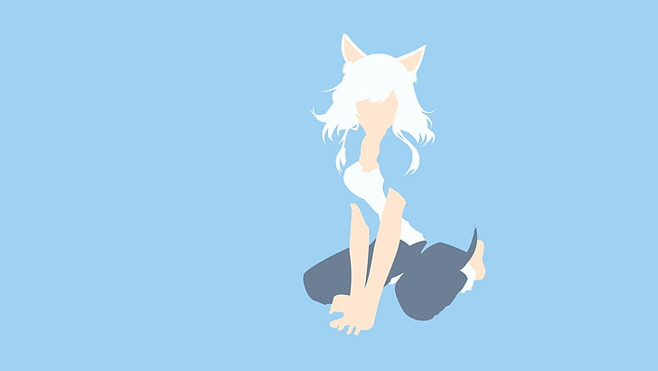 vector art, anime girls, minimalism, blue, white, Monogatari Series, HD wallpaper