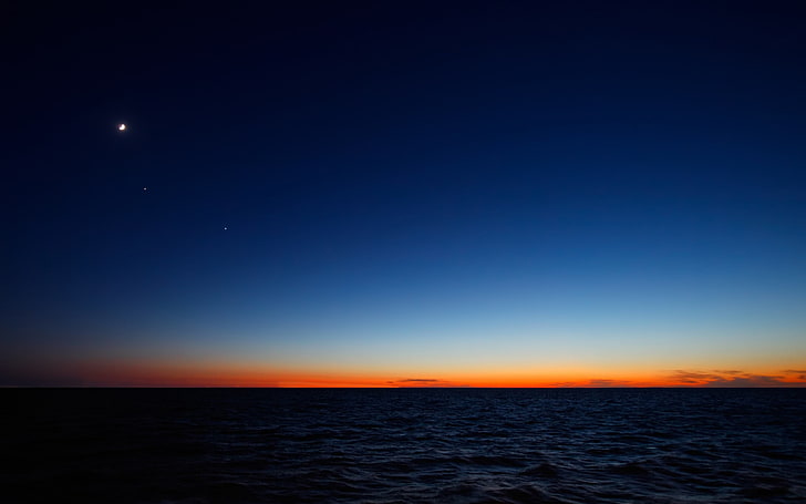body of water during sunset, sky, sea, nature, horizon, horizon over water