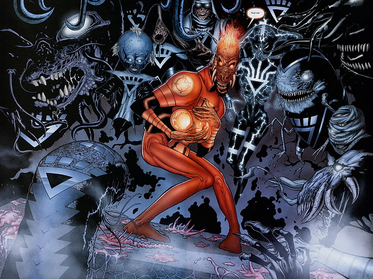 orange monster character illustration, Orange Lantern, Larfleeze