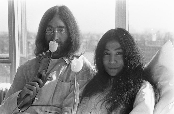men, women, couple, musician, singer, John Lennon, Yoko Ono, HD wallpaper