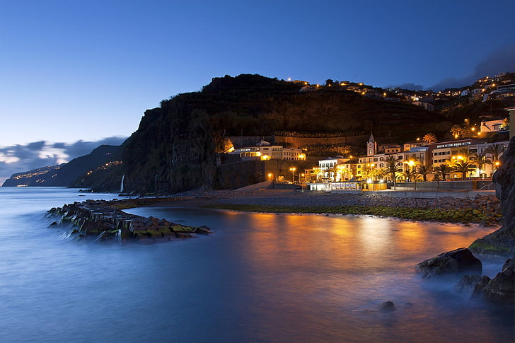 Towns, Madeira, Ponta Do Sol, Portugal, Seashore, Sunset, water