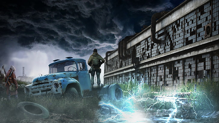 soldier on pickup truck illustration, The game, Postapokalipsis, HD wallpaper