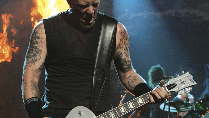 Metallica, James Hetfield, electric guitar, guitarist, HD wallpaper
