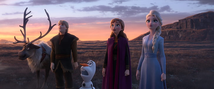 Movie, Frozen 2, Anna (Frozen), Elsa (Frozen), Kristoff (Frozen), HD wallpaper