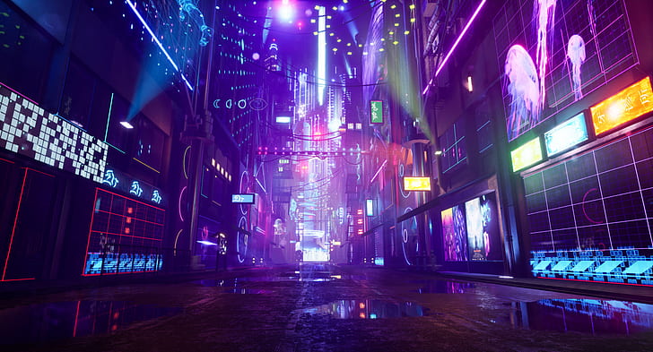 Cyberpunk Street Night HD Wallpaper - KDE Store