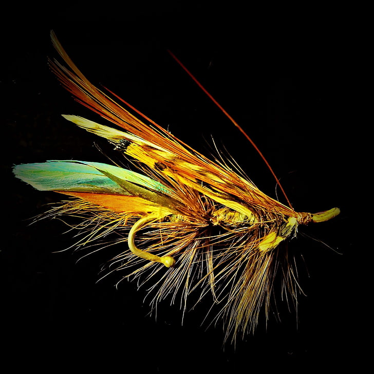 beautiful, brooch, colorful, container art, fantasy, fly fishing