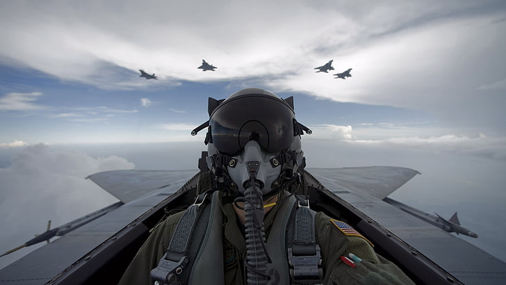aircraft pilot, Pilote, cockpit, F-15 Eagle, US Air Force, military aircraft