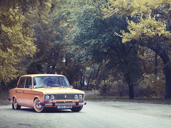 orange Tofas Murat 131 sedan, classic, Lada, VAZ, 2106, yellow. HD wallpaper