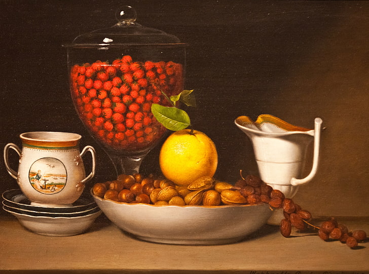 Fruits And Nuts, bowl of dates, Artistic, Drawings, Strawberry, HD wallpaper