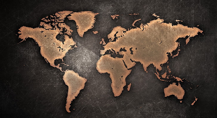 Abstract World, brown world map wallpaper, Travel, Maps, indoors