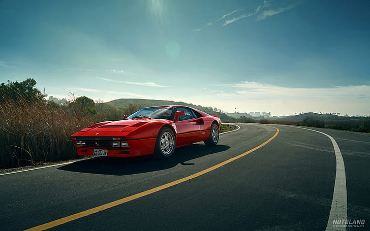 red, car, road, Ferrari, sky, 288 GTO