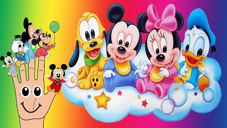 Adorable Baby, Mickey Mouse, Pluto, Minnie Donald Duck Desktop Wallpaper Hd