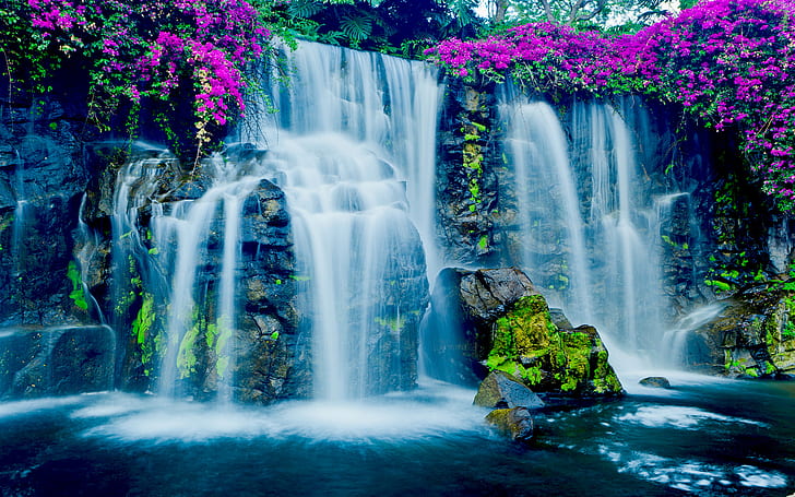 Beautiful Blue Waterfall In Hawaii, HD wallpaper