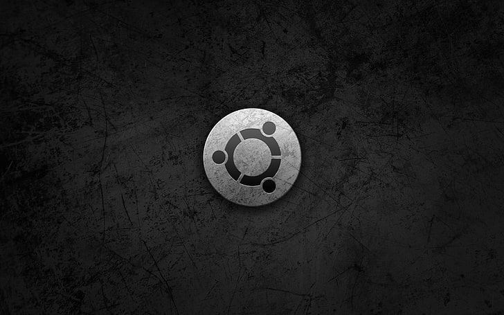 round white and gray logo illustration, ubuntu, black, circle, HD wallpaper