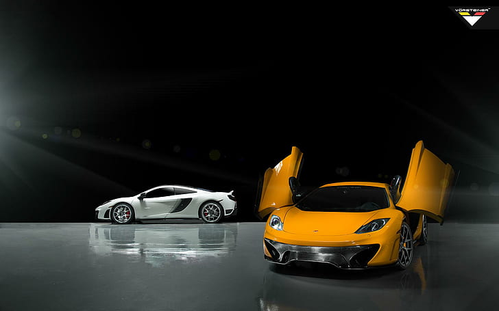 2013 Vorsteiner McLaren MP4 VX 4, 2 yellow-and-white  coupe, cars, HD wallpaper