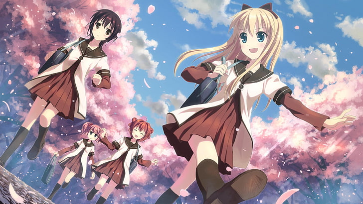 Anime, anime girls, schoolgirl, school uniform, yuri, original characters,  brunette, HD phone wallpaper