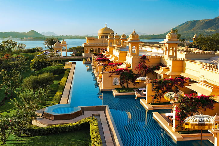 landscape, habitat, Pool, Sea, Hotel, beach, travel, India